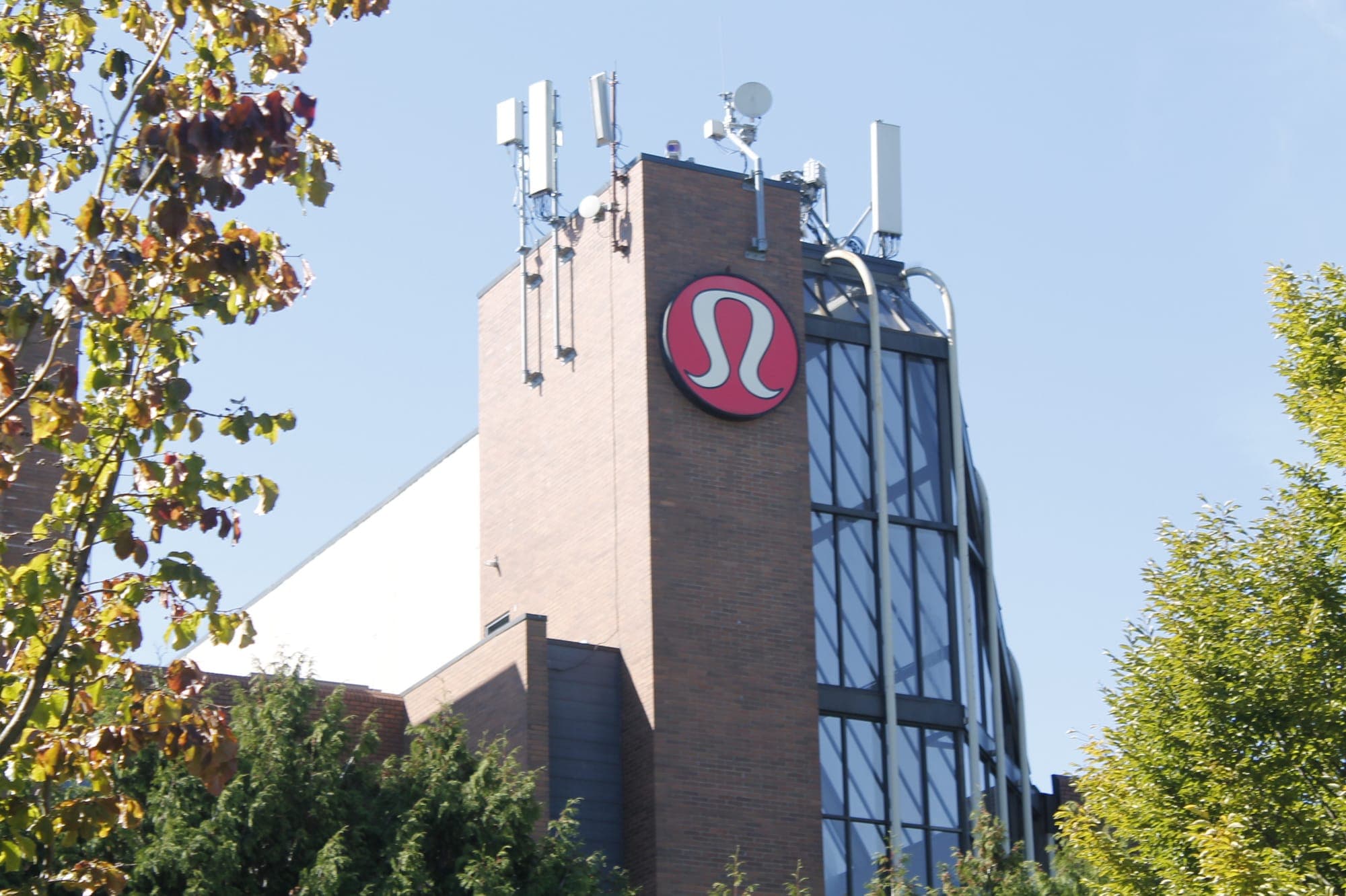 Lululemon's logo is shown on a building in Vancouver.