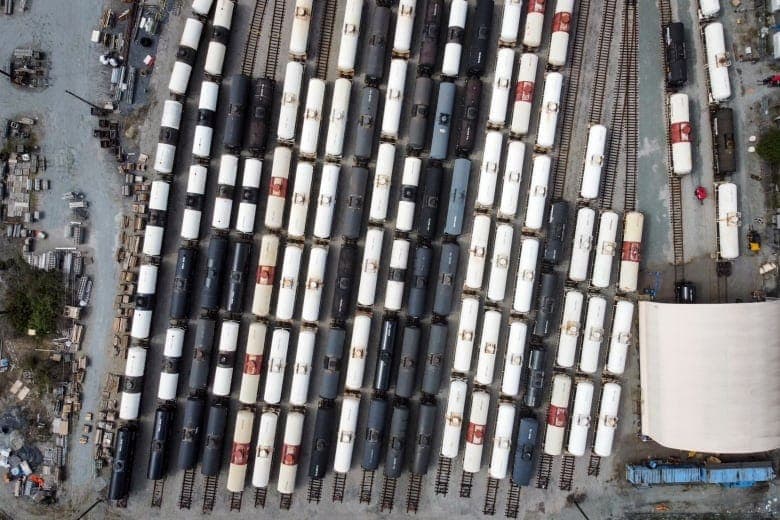 A chlorine plant is shown from an aerial point of view.