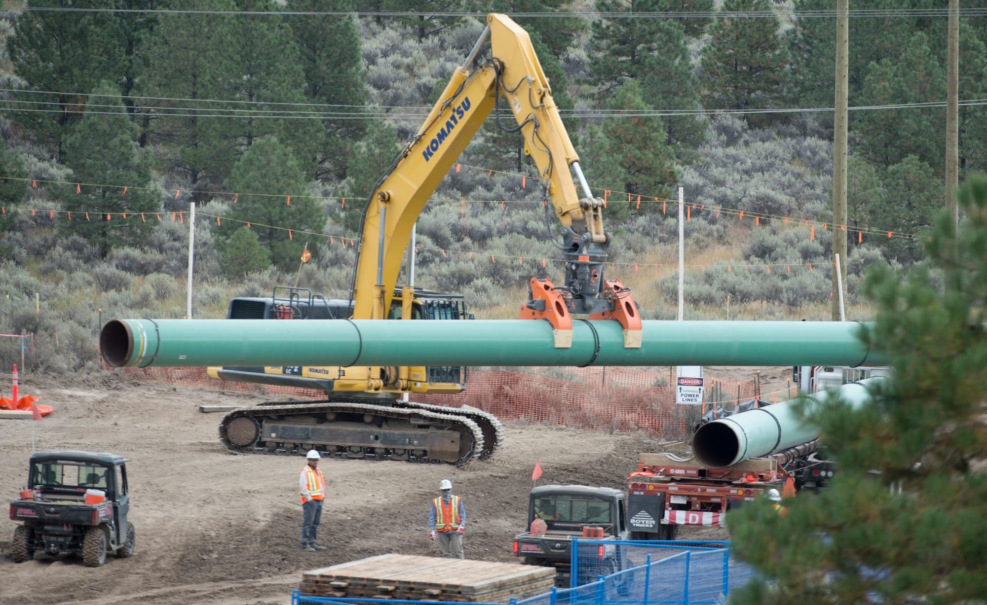 Construction of the Trans Mountain pipeline is seen under way in Kamloops, B.C., Tuesday, Sept. 1, 2020.